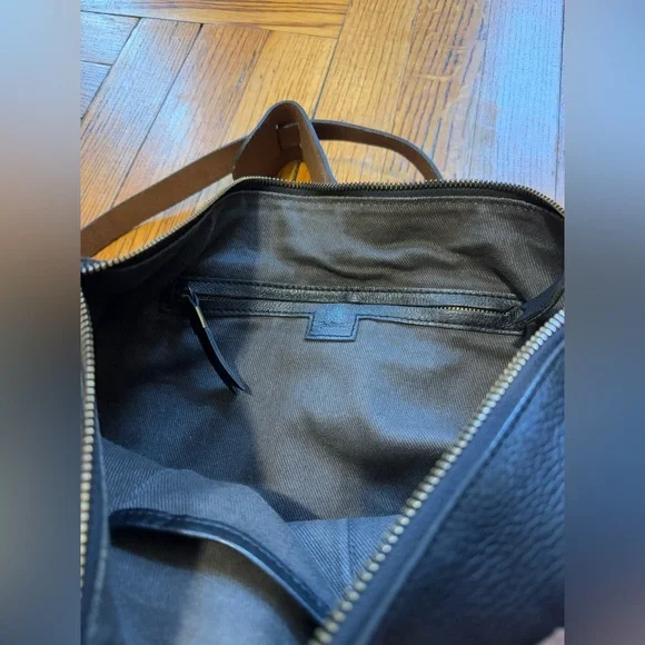 Madewell Zip-top Transport Crossbody Black and Brown Leather Bag